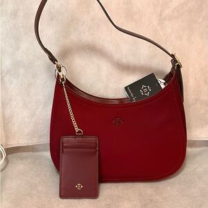 Burgundy Shoulder Bag with Card Holder